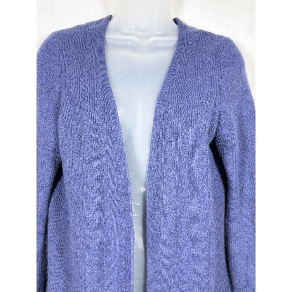 Sutton Studio 100% Cashmere Open Front Cardigan Sweater Blue Medium Luxury - Picture 2 of 9